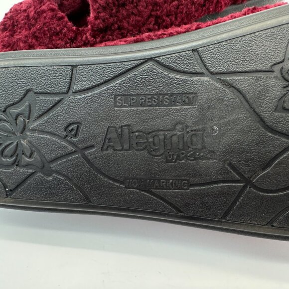 ALEGRIA by PG Lite Burgundy Chenille Slippers Size 8.5 Arch Support Comfort Shoe - Picture 4 of 5